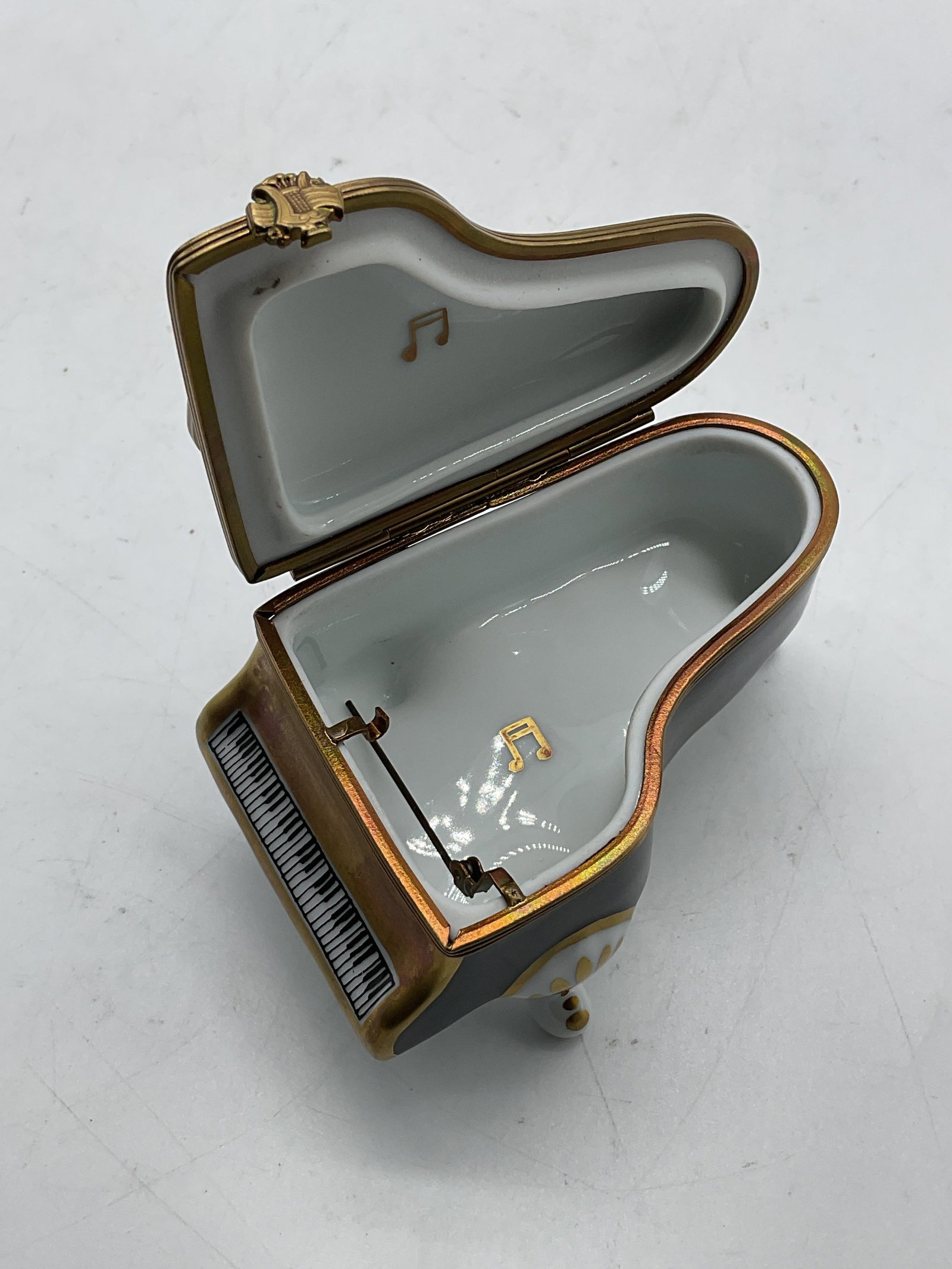 Limoges Porcelain Piano Trinket Box France - 6
