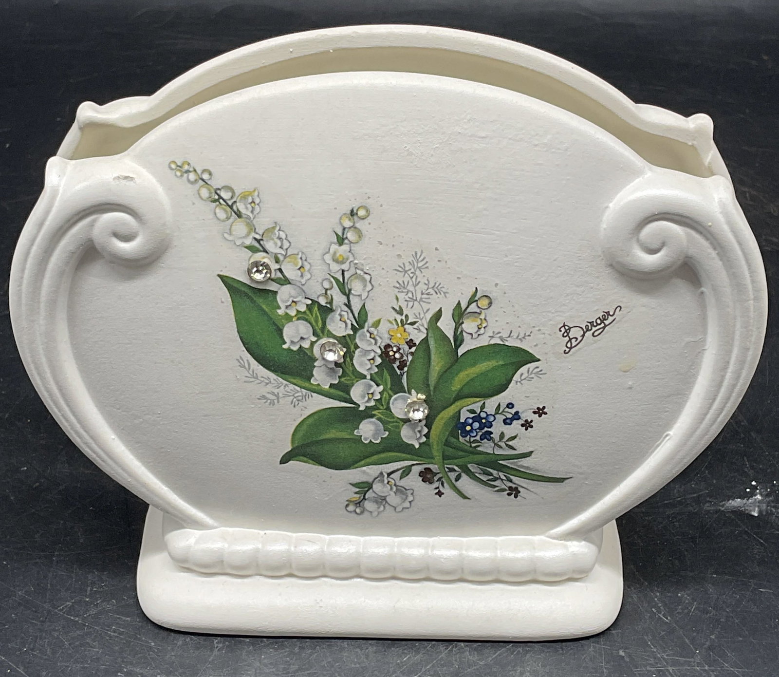 Berger Porcelain Floral Letter Holder, Italy (1 of 6)