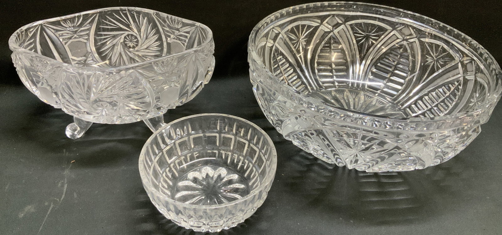 Lot 3 Vtg Clear Cut Crystal Bowls (1 of 9)