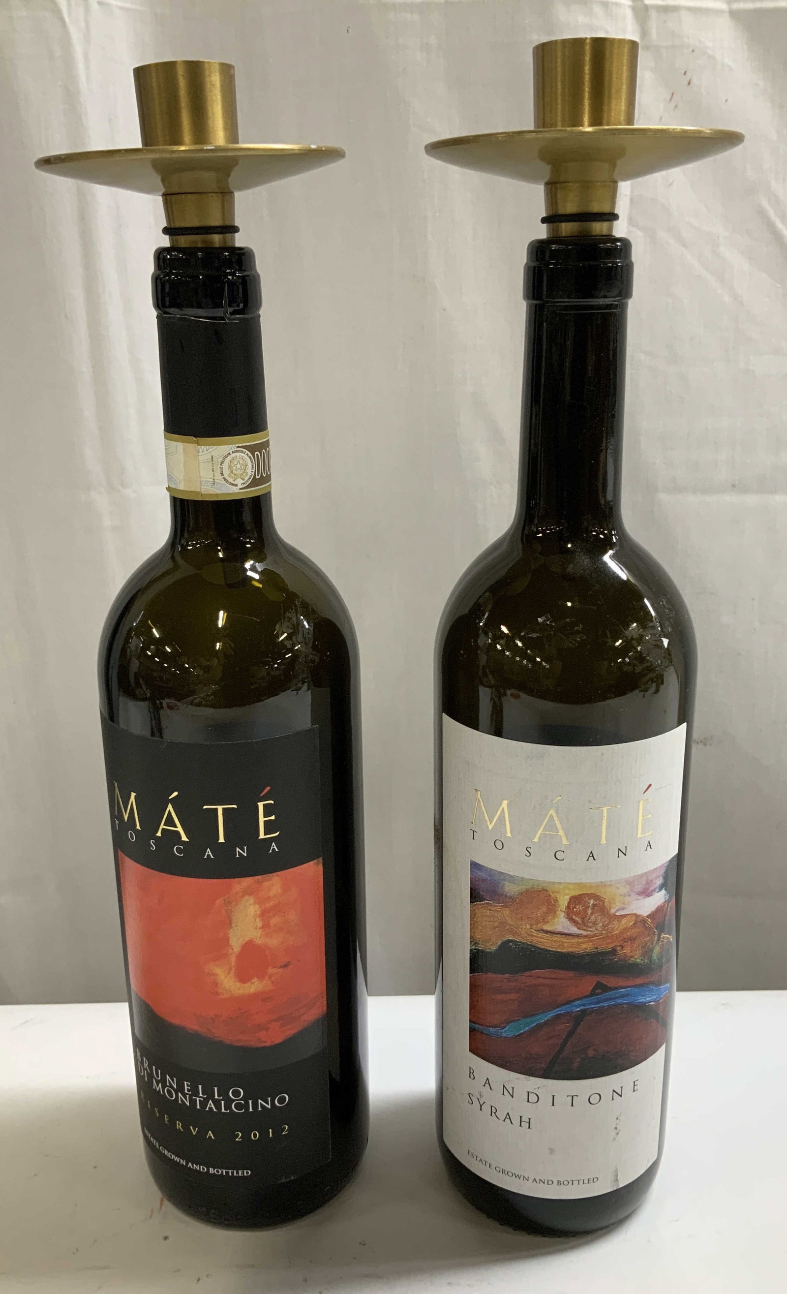 Lot 2 Mate Toscana Wine Bottle Candlesticks ITALY (1 of 7)