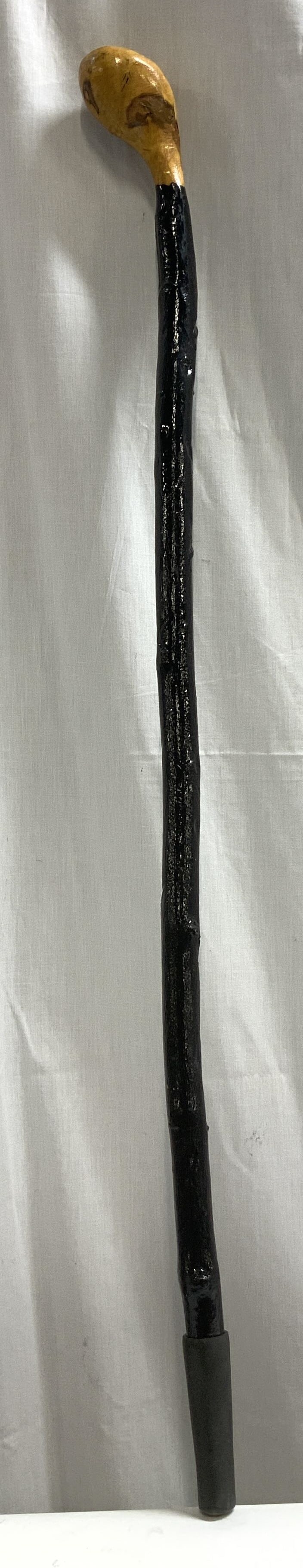 Vtg Blackthorn Wood Walking Stick 35.5in: Vintage walking stick appears to be blackthorn material. Black & brown toned. Textured finish. No visible signature or markings. Surface wear consistent to age, use & exposure. Measurements: height 35