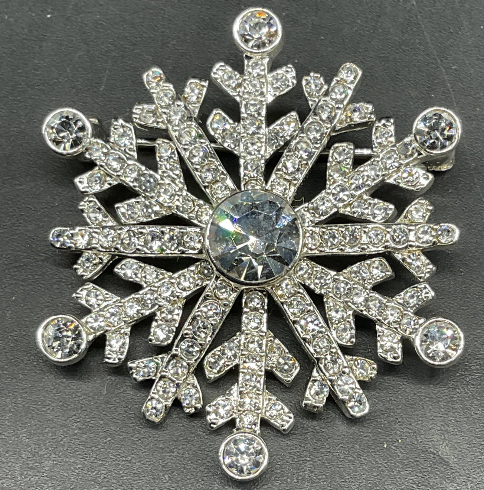 Silver Crystal Snowflake Brooch (1 of 6)
