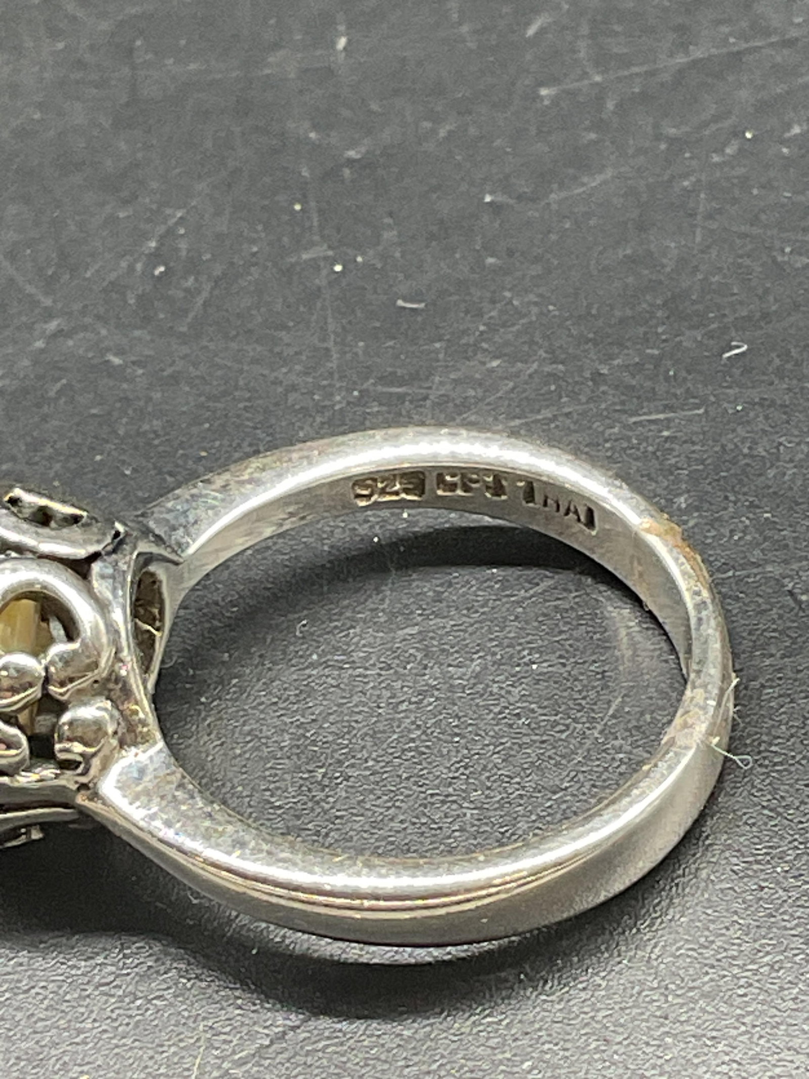 Signed Sterling Silver Pearl Ring - 5