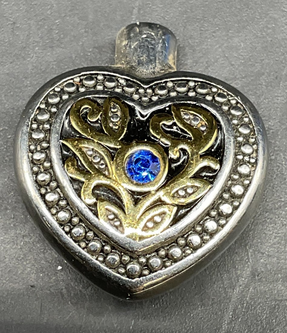 Silver & Gold Tone Heart Perfume Snuff Bottle (1 of 6)