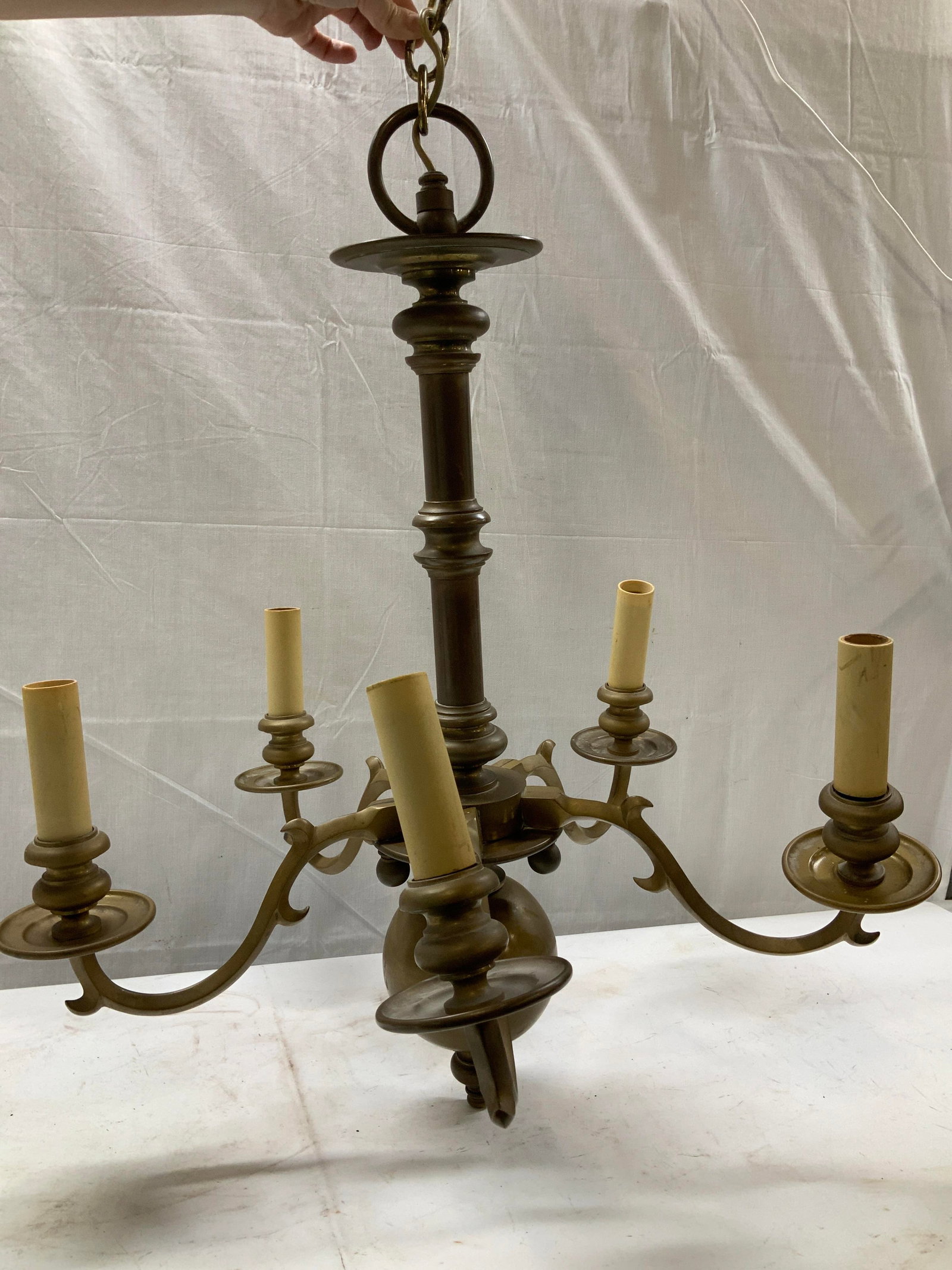 Vtg Dutch Rococo Style 5 Arm Brass Chandelier (1 of 6)