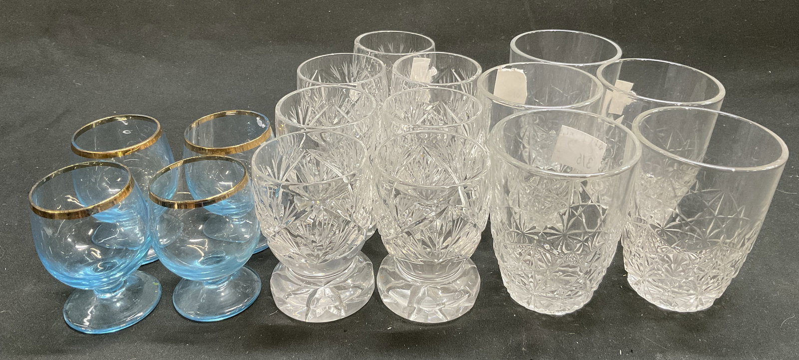 Lt 16 Crystal Blue and Clear Glasses (1 of 7)