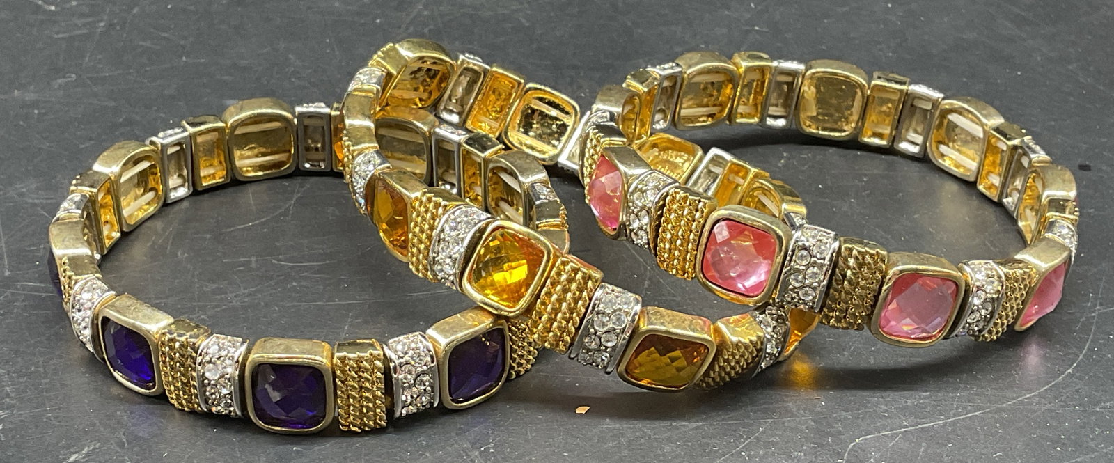 Lot 3 Gold Tone Crystal Bracelets (1 of 6)