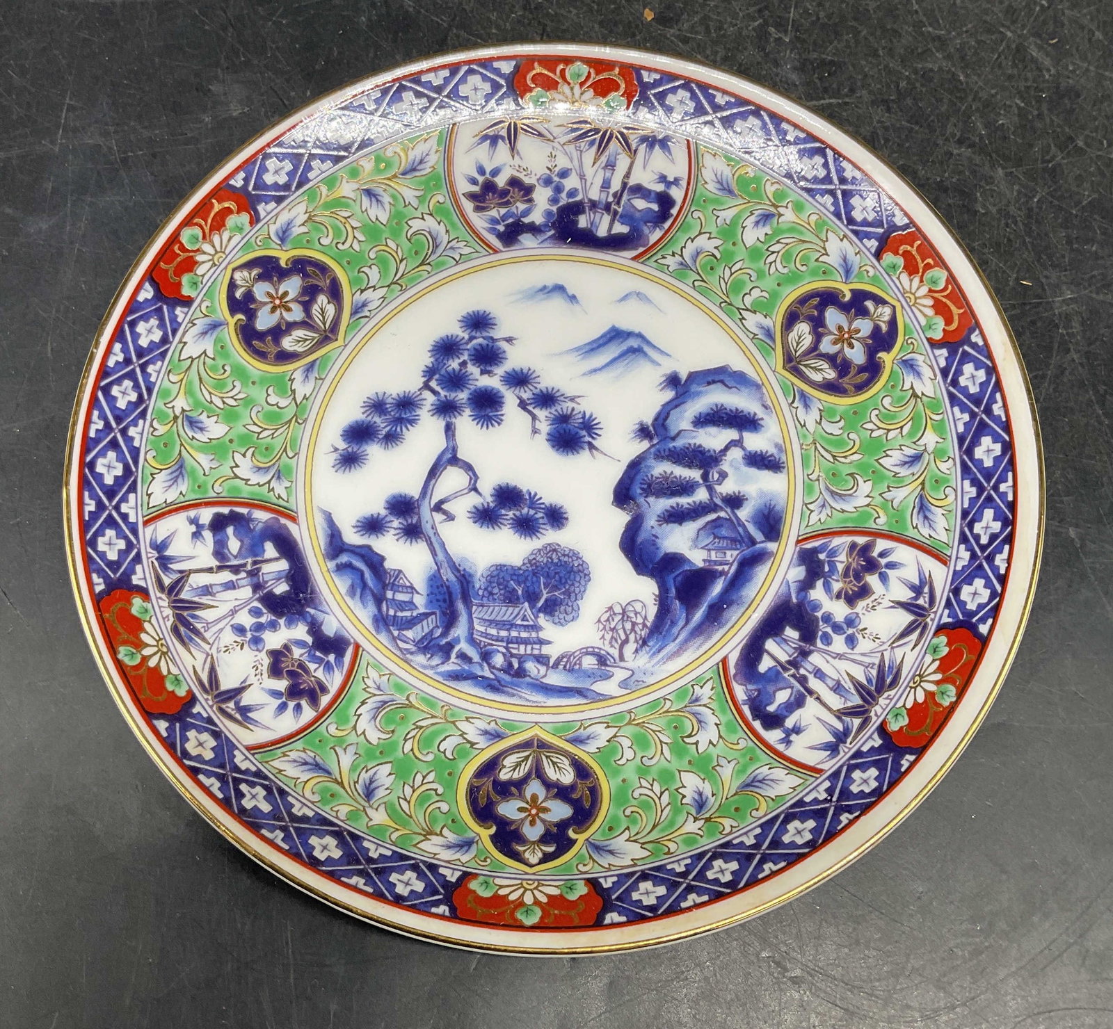 Vintage Imari Landscape Porcelain Plate, Japan (1 of 6)