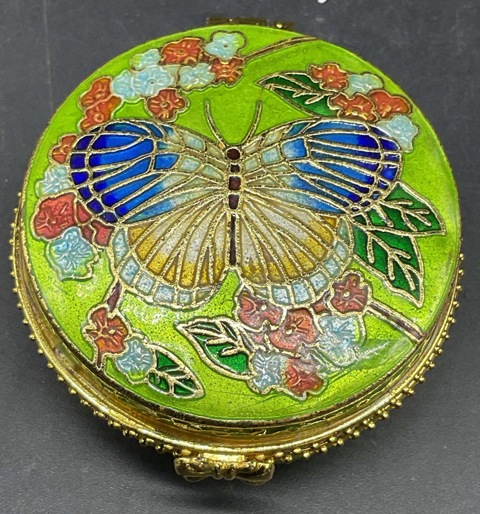 Green Cloisonne Enamel Butterfly Trinket Box (1 of 6)