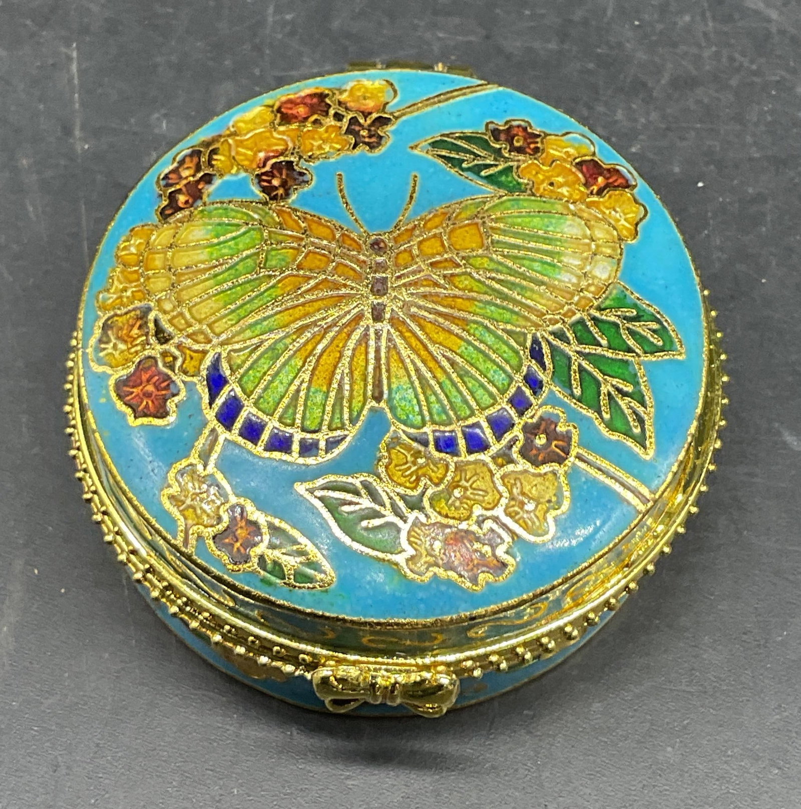 Blue Cloisonne Enamel Butterfly Trinket Box (1 of 6)