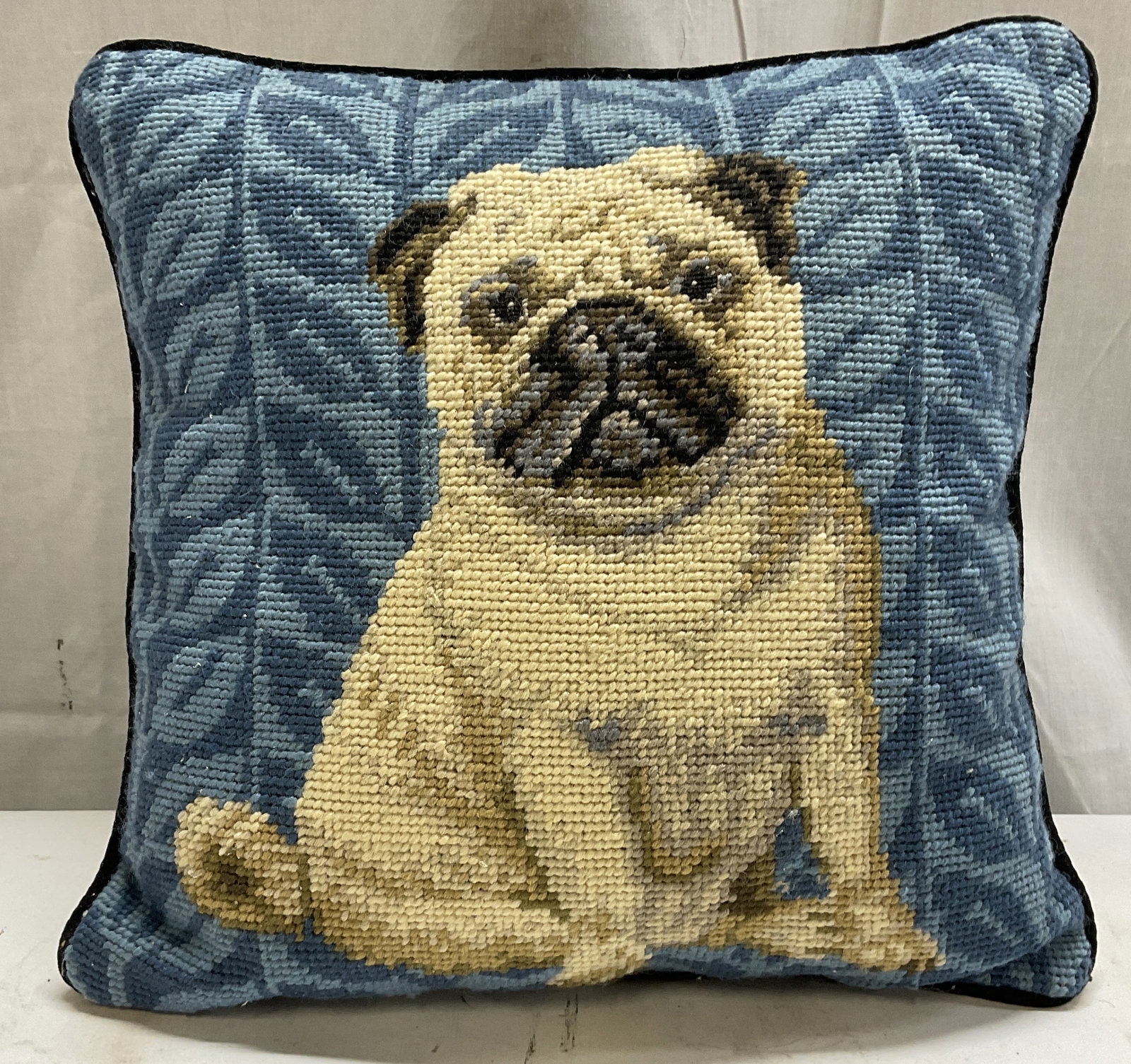 VTG Decorative Needlepoint Pug Pillow (1 of 6)
