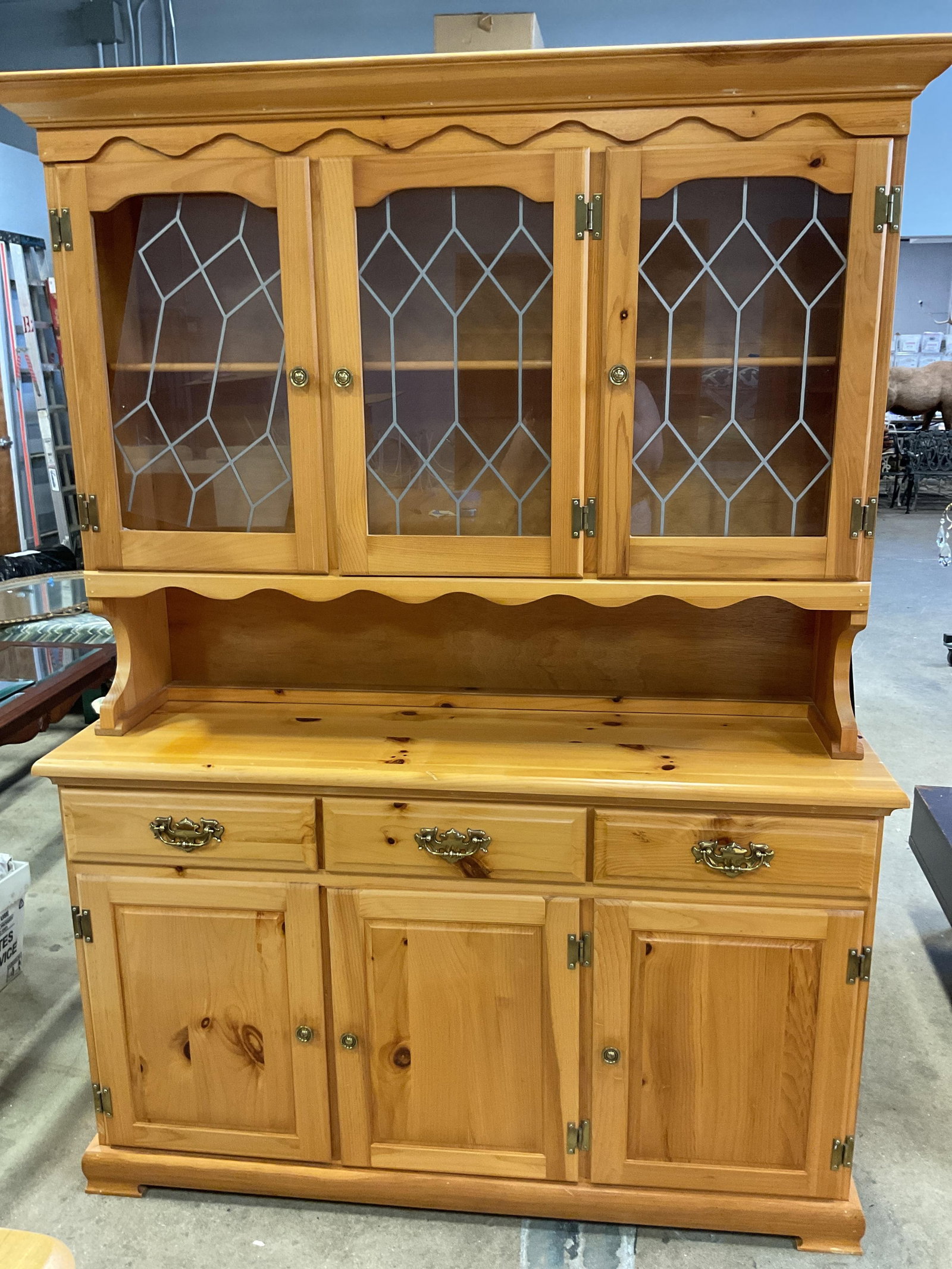 Vintage Wooden China Cabinet 76in (1 of 13)