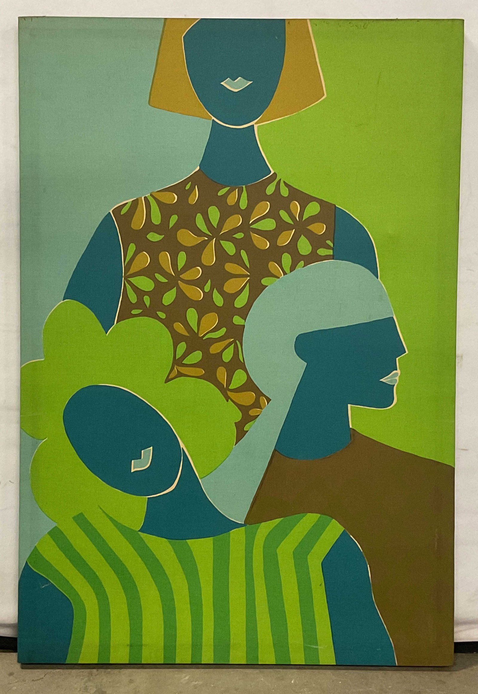 Three Women Blue Green Canvas Print 42.5in (1 of 6)