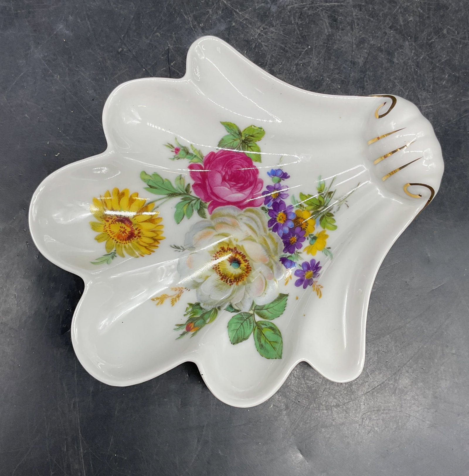 Mitterteich Porcelain Floral Shell Dish Germany (1 of 6)