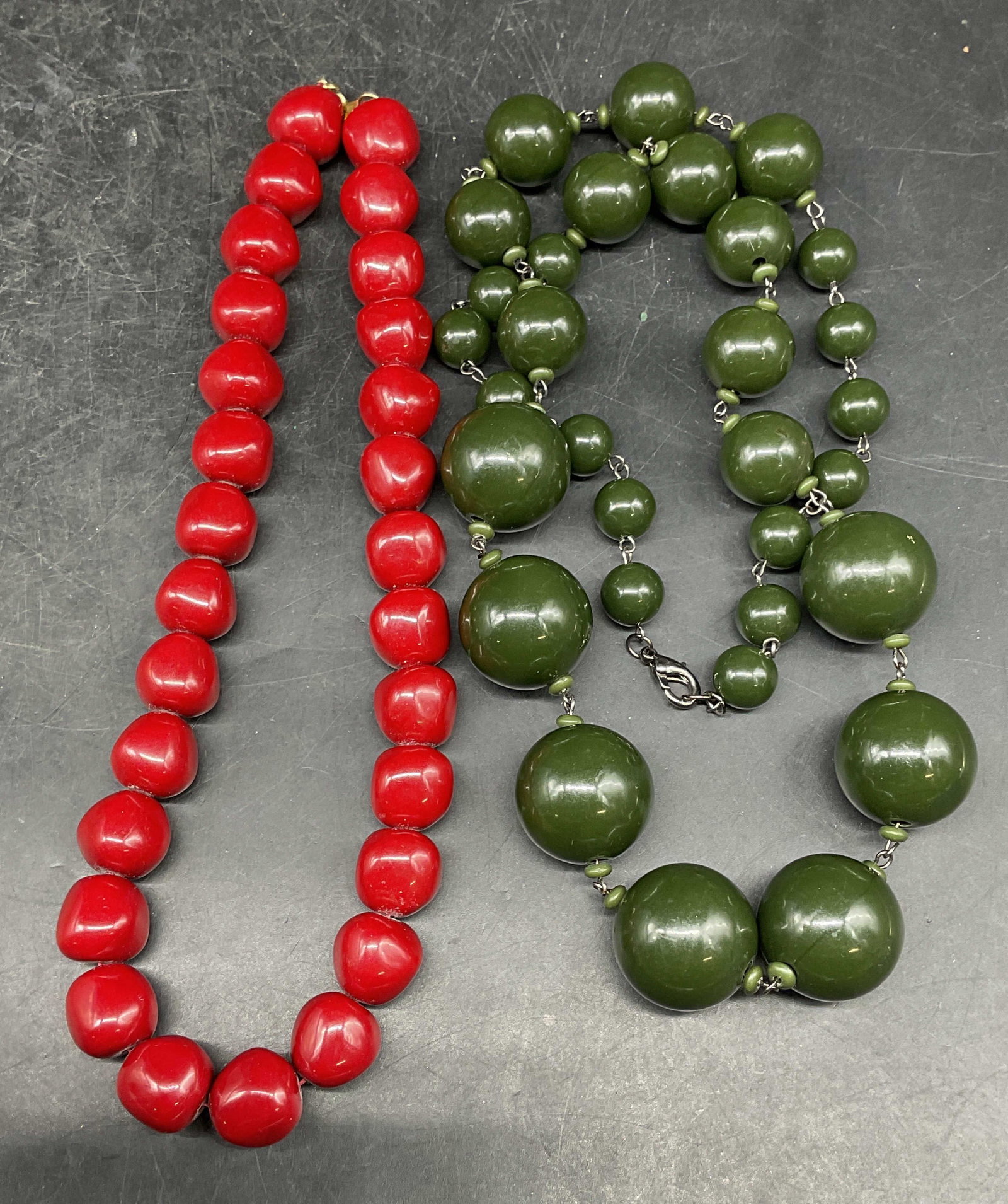 Lot 2 Vintage Trifari Red Beaded Necklace + (1 of 6)