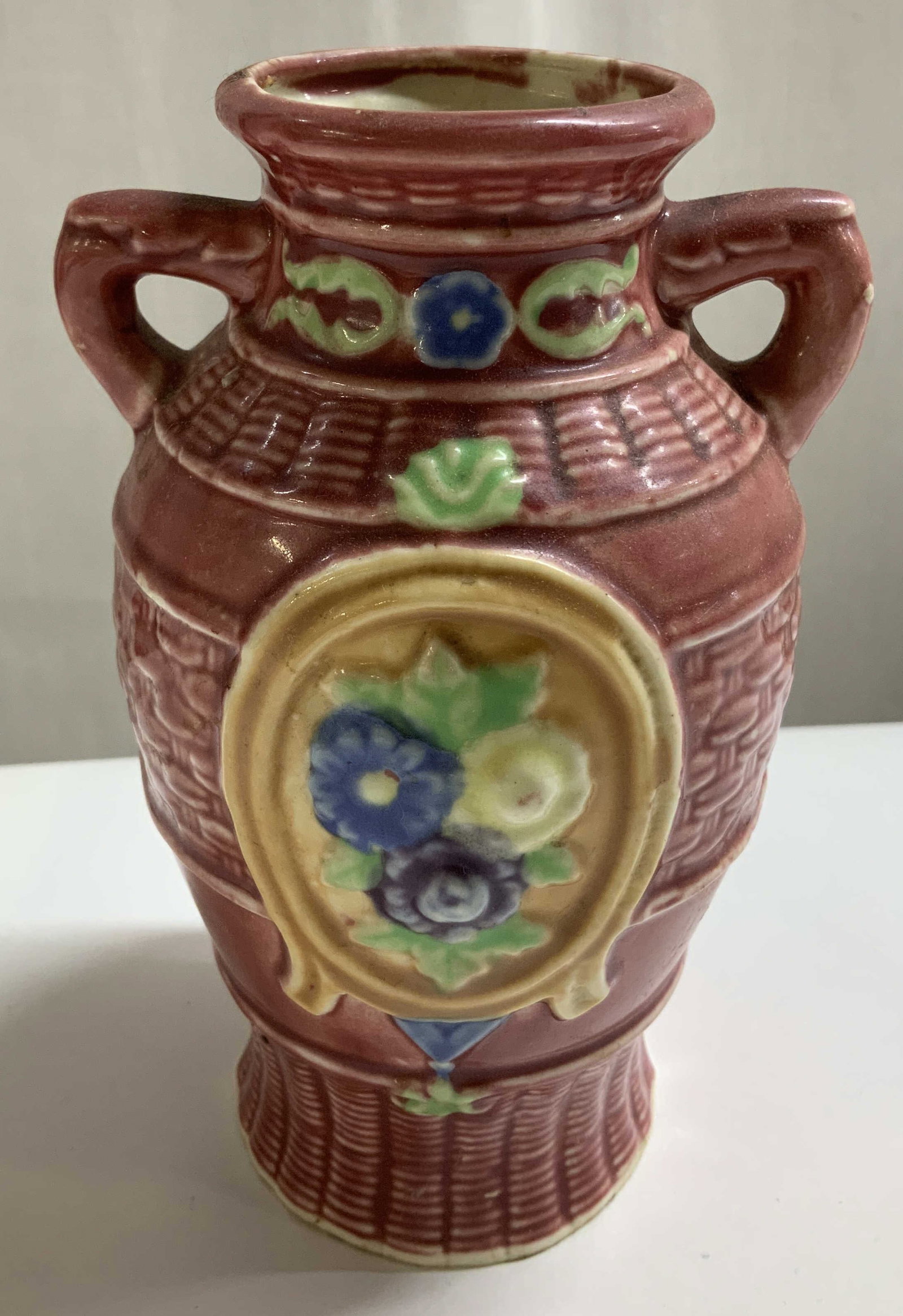 Vtg Hand Painted Floral Ceramic Vase JAPAN (1 of 6)