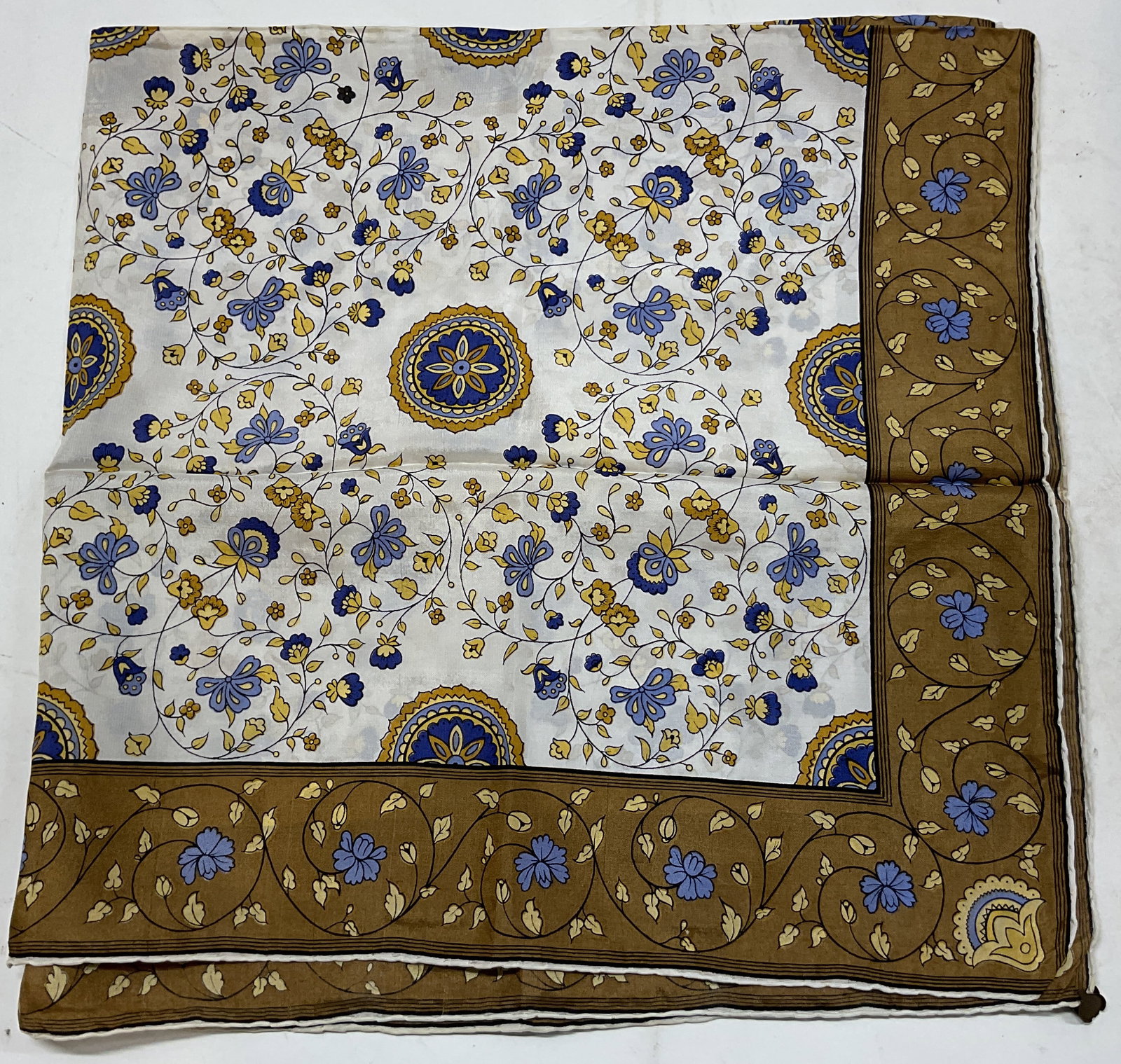Seta Pura White & Brown Silk Scarf (1 of 8)