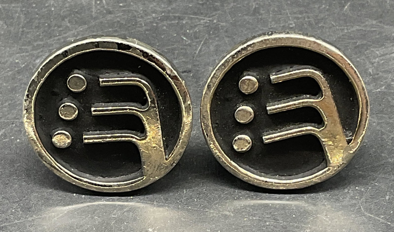 Vintage Pioneer Silver Tone Black Cufflinks (1 of 6)