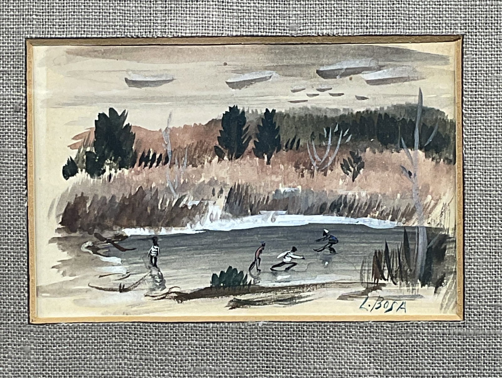 Signed Louis Bosa Scenic Watercolor Painting (1 of 6)