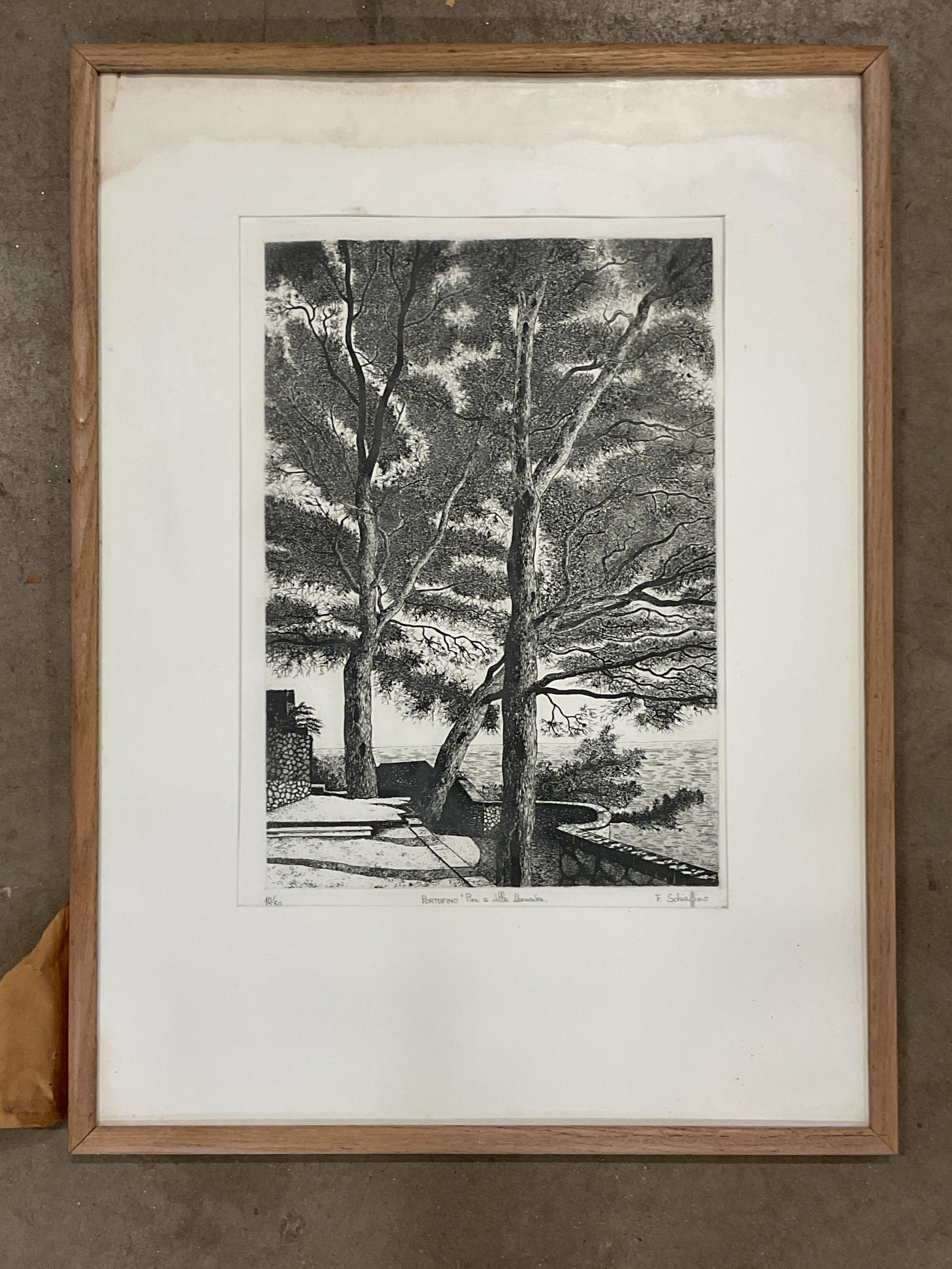 Sgn Schiaffino Portofino Landscape Etching 31in (1 of 6)