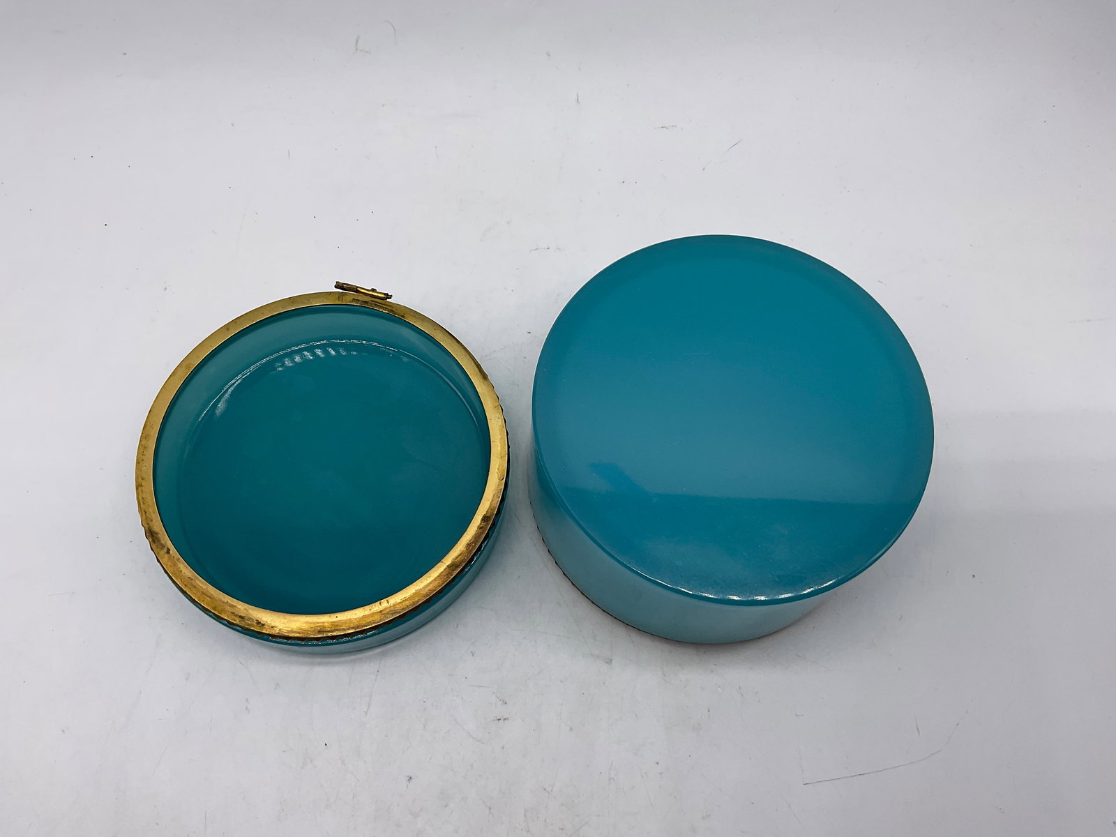 ATQ French Blue Opaline Glass Box - 6