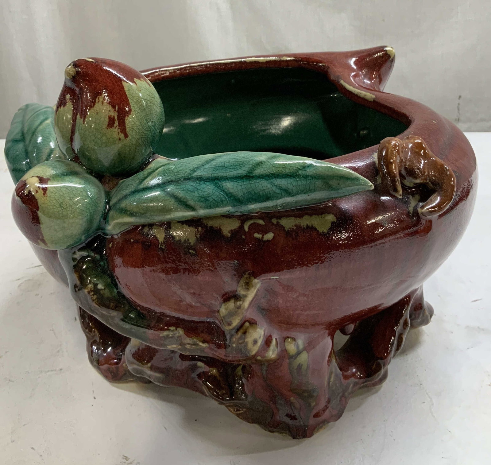 Vtg Red & Green Fruit Motif Pottery Planter (1 of 7)