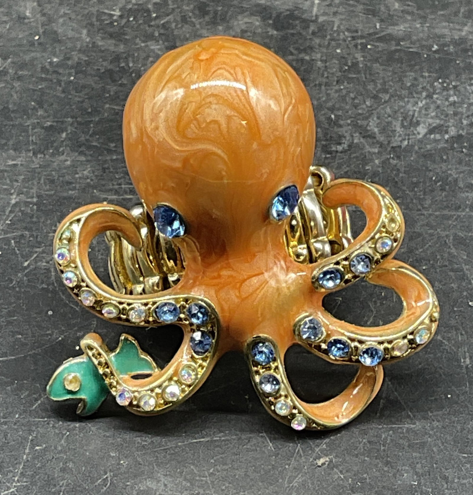 Vtg Enamel Crystal Octopus Cocktail Ring (1 of 6)