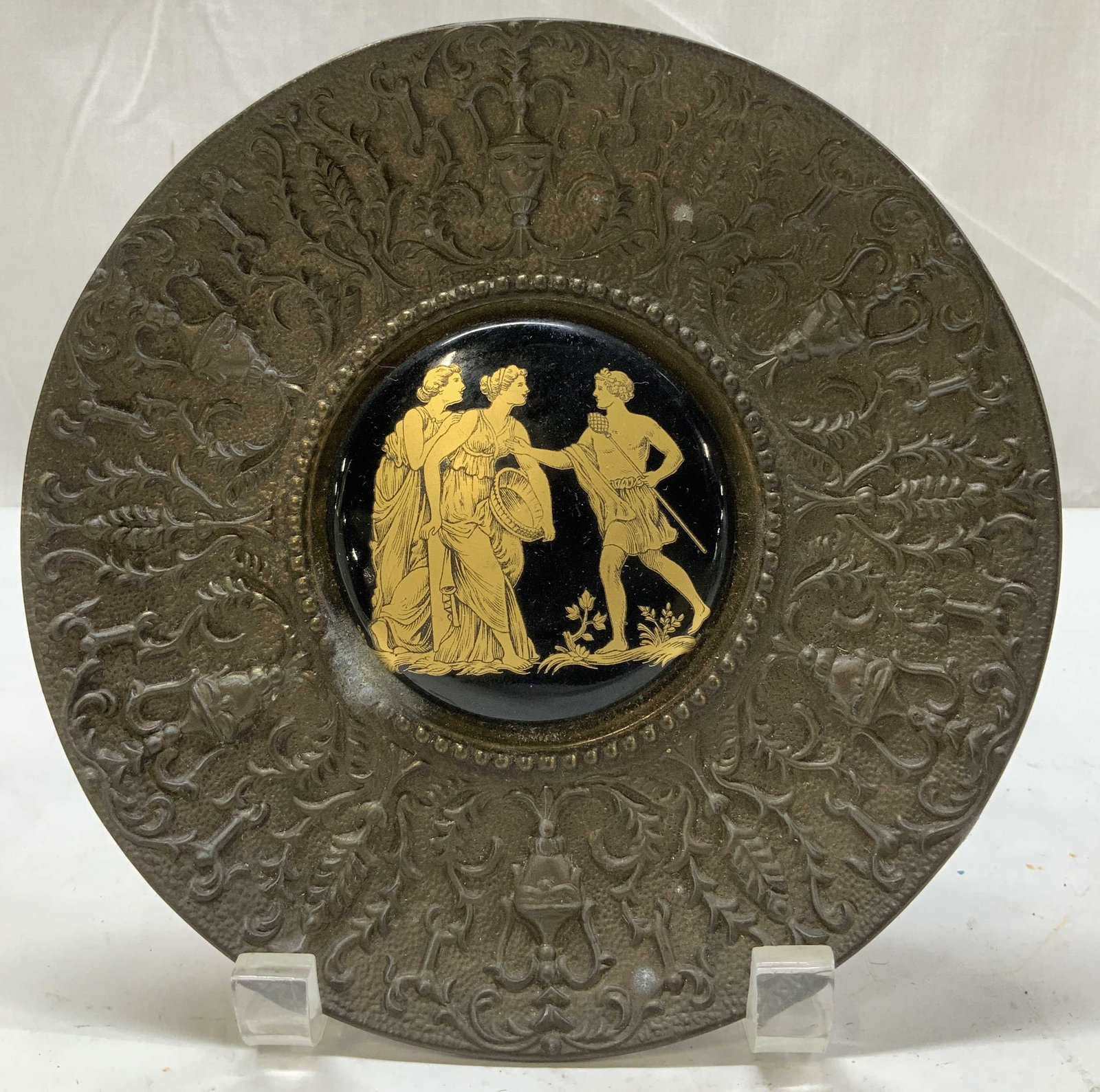 Vtg Classical Mythology Brass Deco Plate (1 of 6)