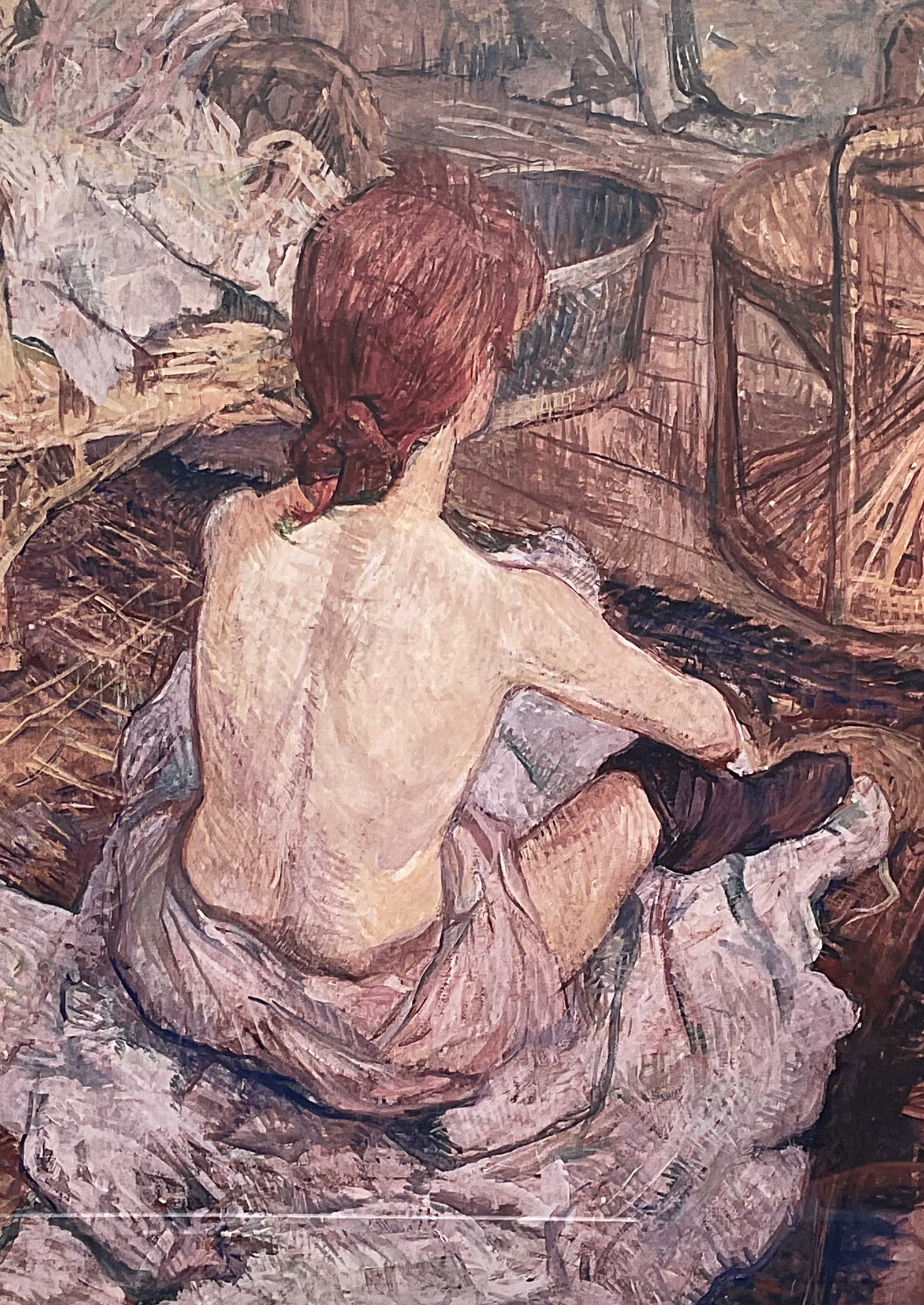 Framed Toulouse Lautrec La Toilette Lithograph: Framed lithograph. After Henri Toulouse Lautrec, La Toilette. Wood frame. Not examined out of frame. Frame measures approx. 15.25 x 12.25 inches. Some wear consistent with exposure. Art, fine art prin