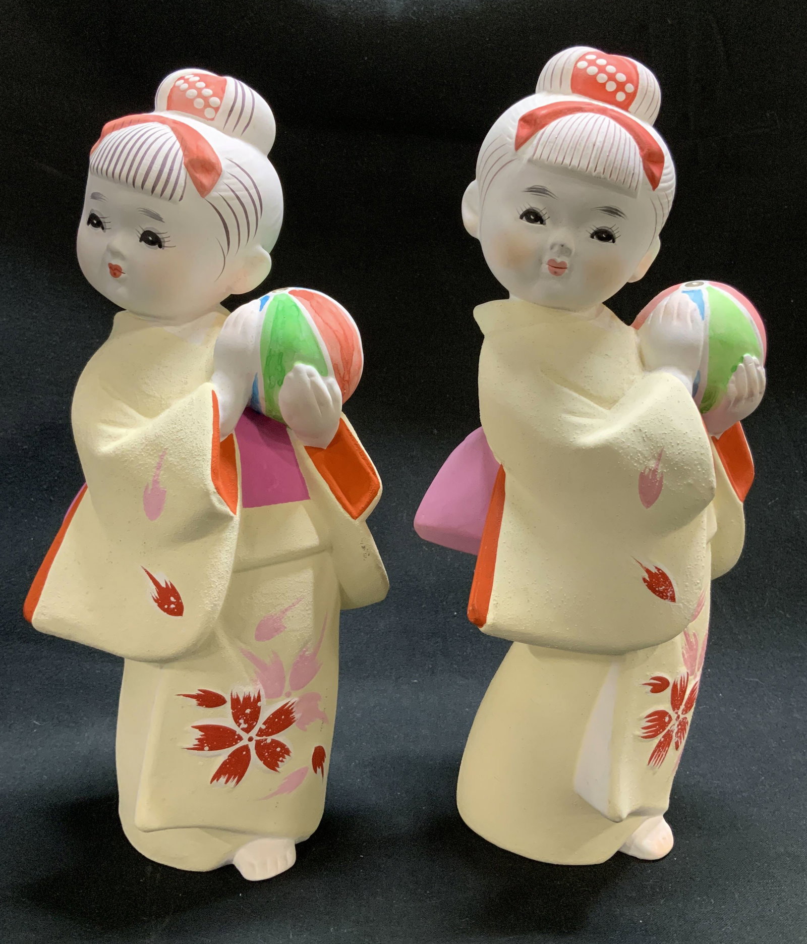 Pair Japanese Hakata Geisha Ceramic Figurines (1 of 6)