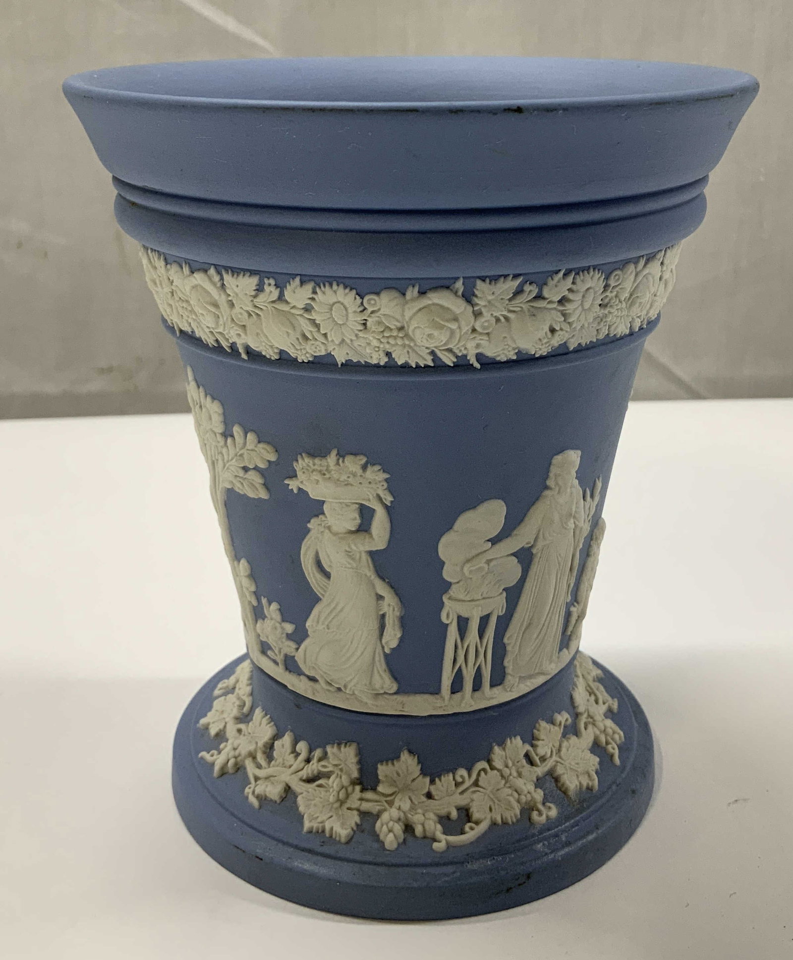 Wedgwood Blue Jasperware Vase ENGLAND (1 of 7)
