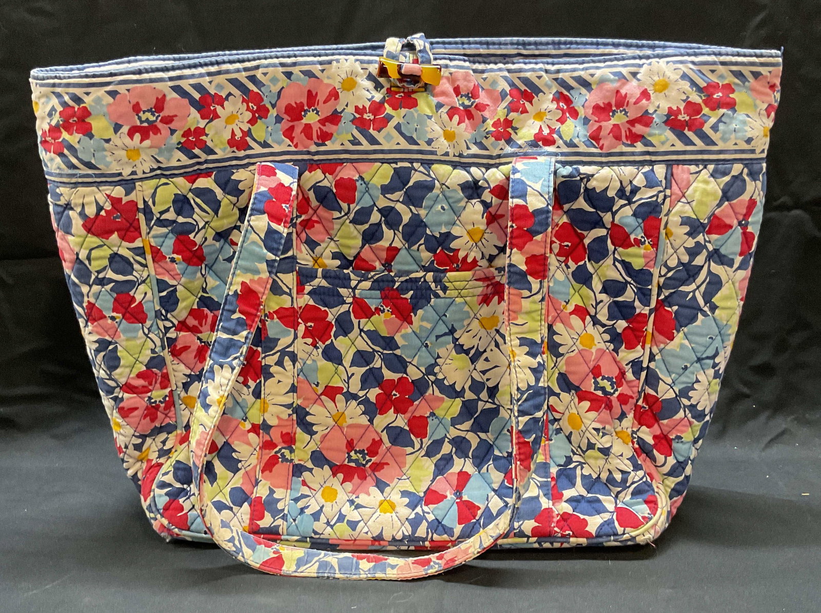 Vera Bradley Blue Red Floral Quilted Handbag (1 of 10)