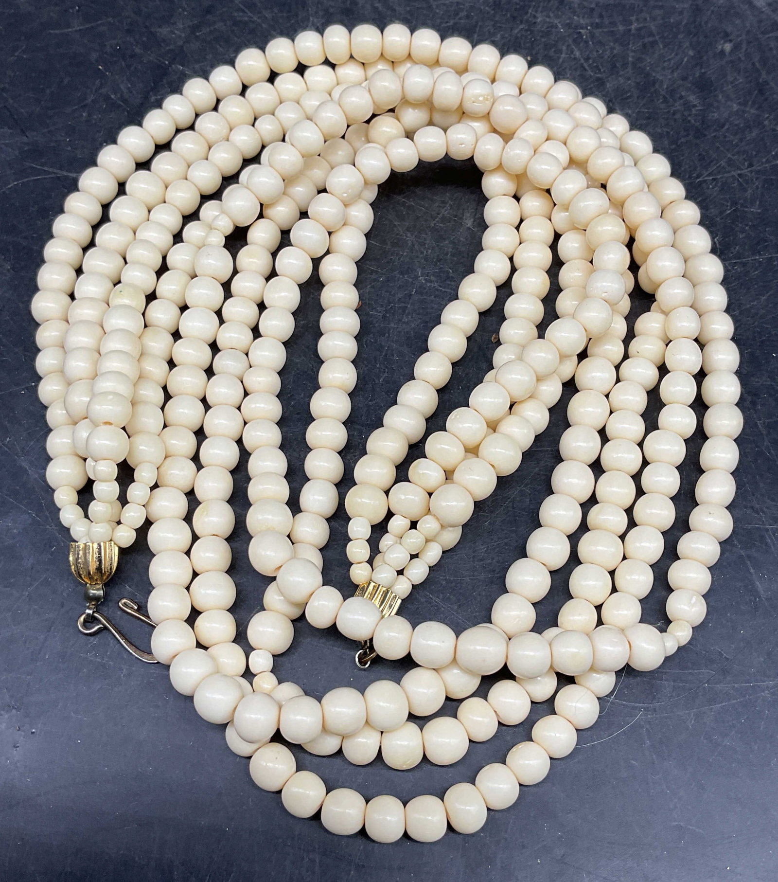 Vintage 4 Strand Bone Beaded Necklace (1 of 6)