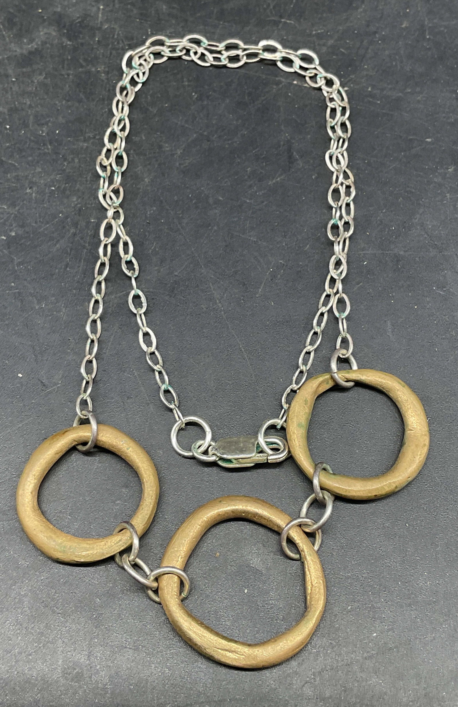 Vtg Sterling Silver & Gold Plated Necklace (1 of 7)