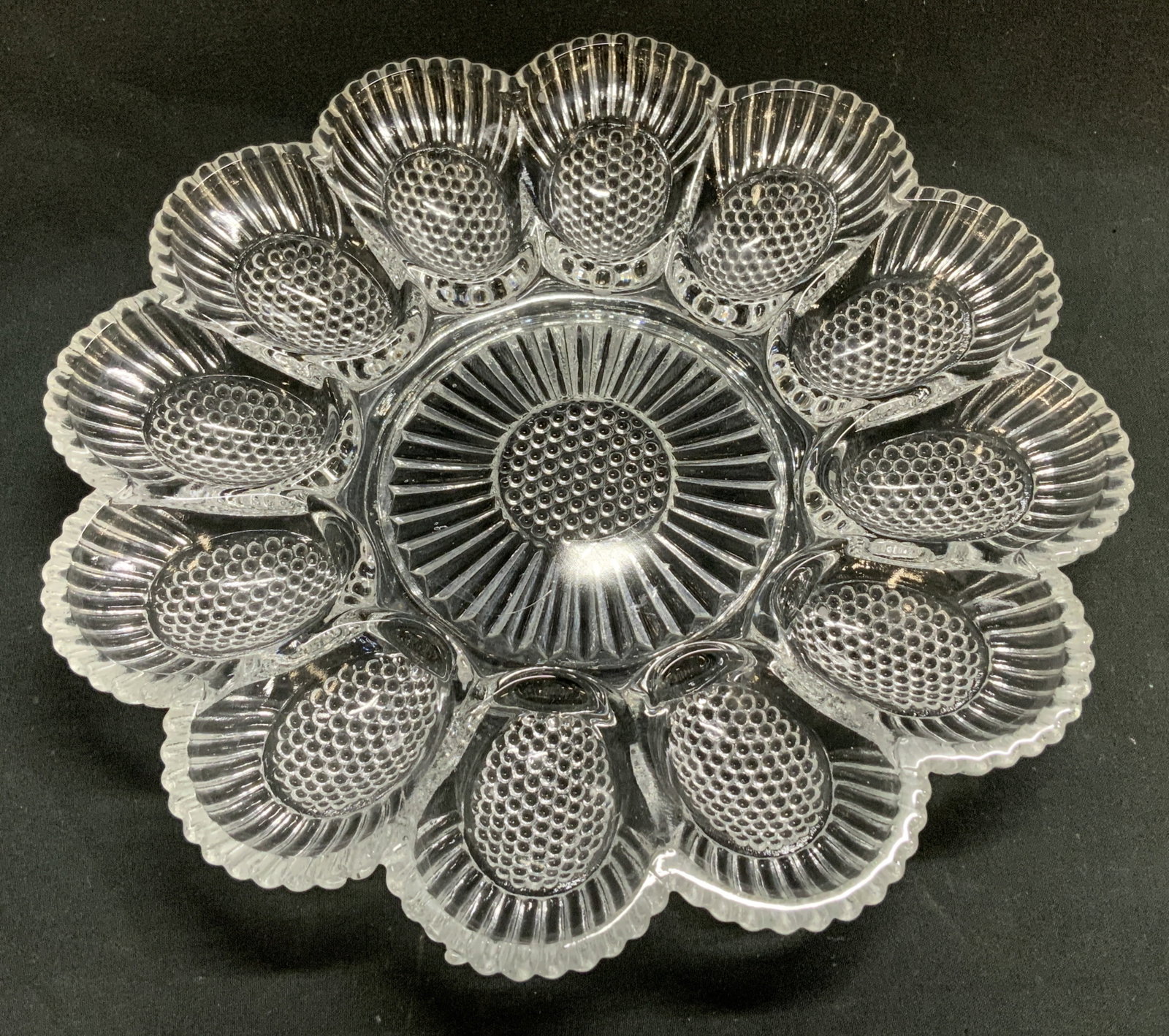 Vtg Clear Glass Hobnail Deviled Egg Plate (1 of 6)