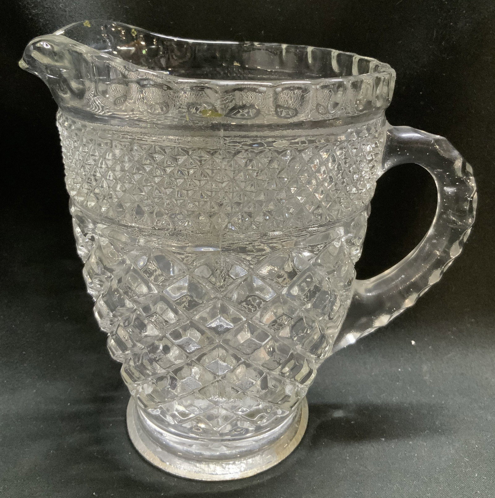 Vtg Pressed Diamond Glass Pitcher (1 of 7)