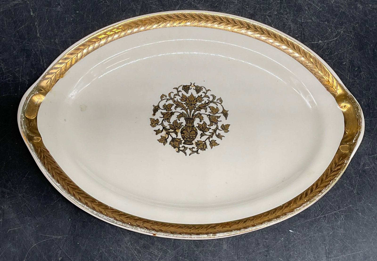 Vintage Ceramic Gilt Floral Oval Dish (1 of 6)
