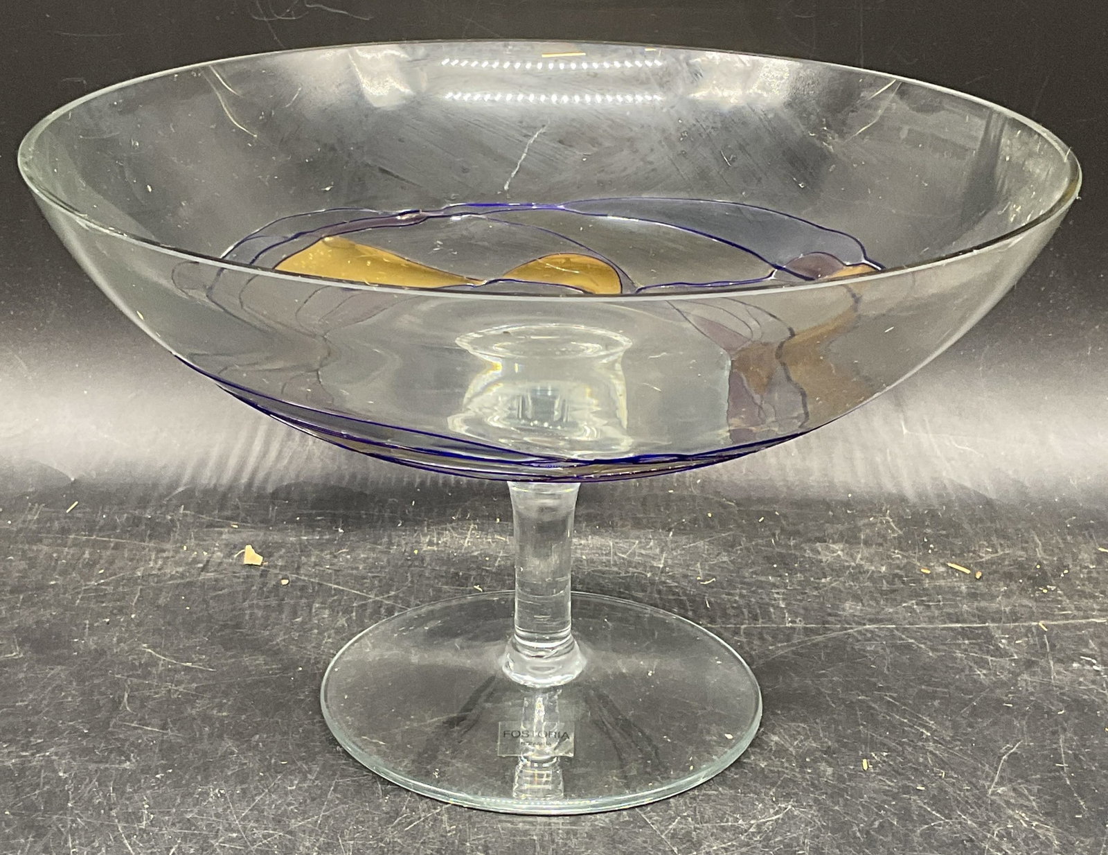 FOSTORIA Mosaic Gilt Art Glass Footed Bowl (1 of 6)