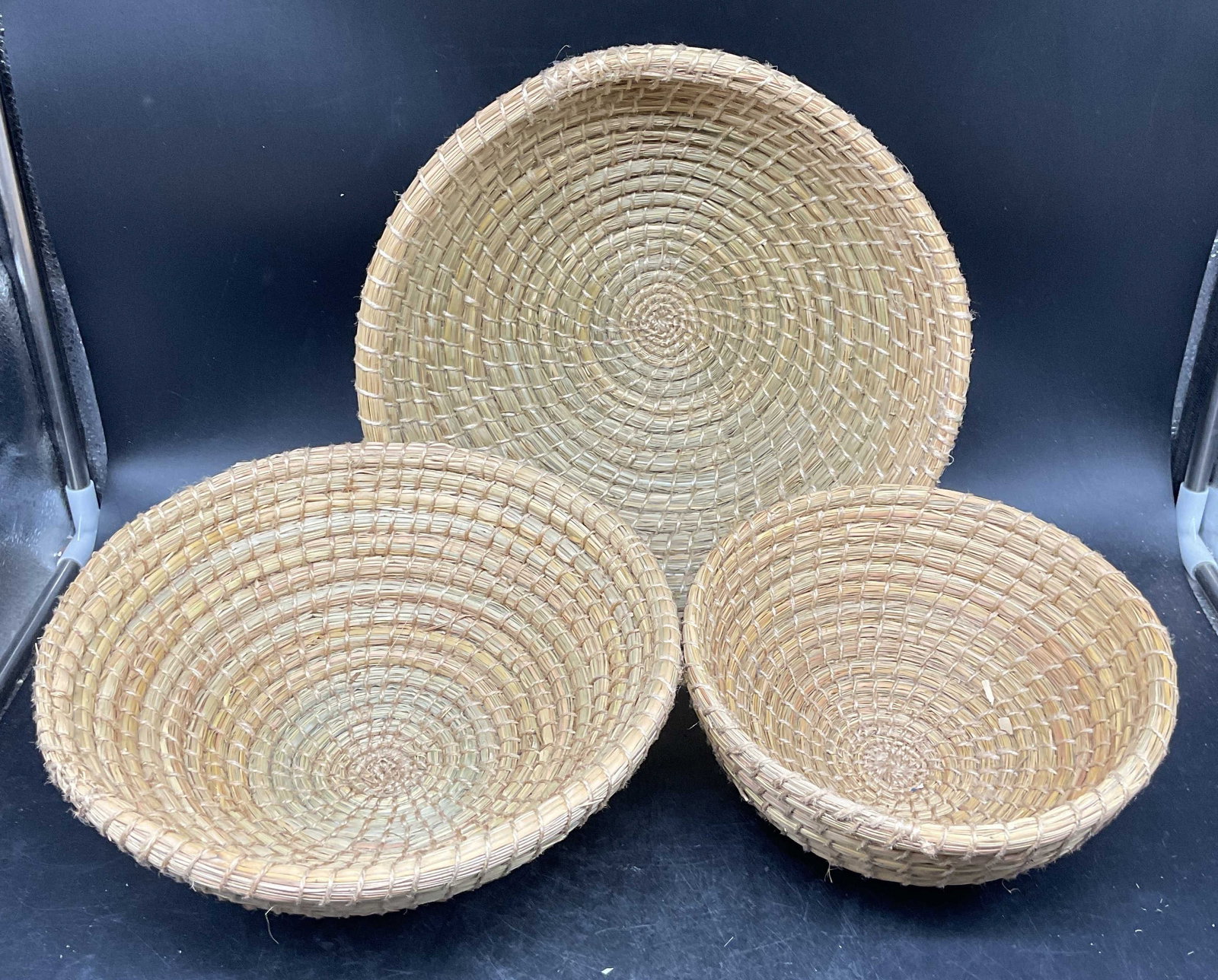 Set 3 Woven coiled Grass Baskets (1 of 8)