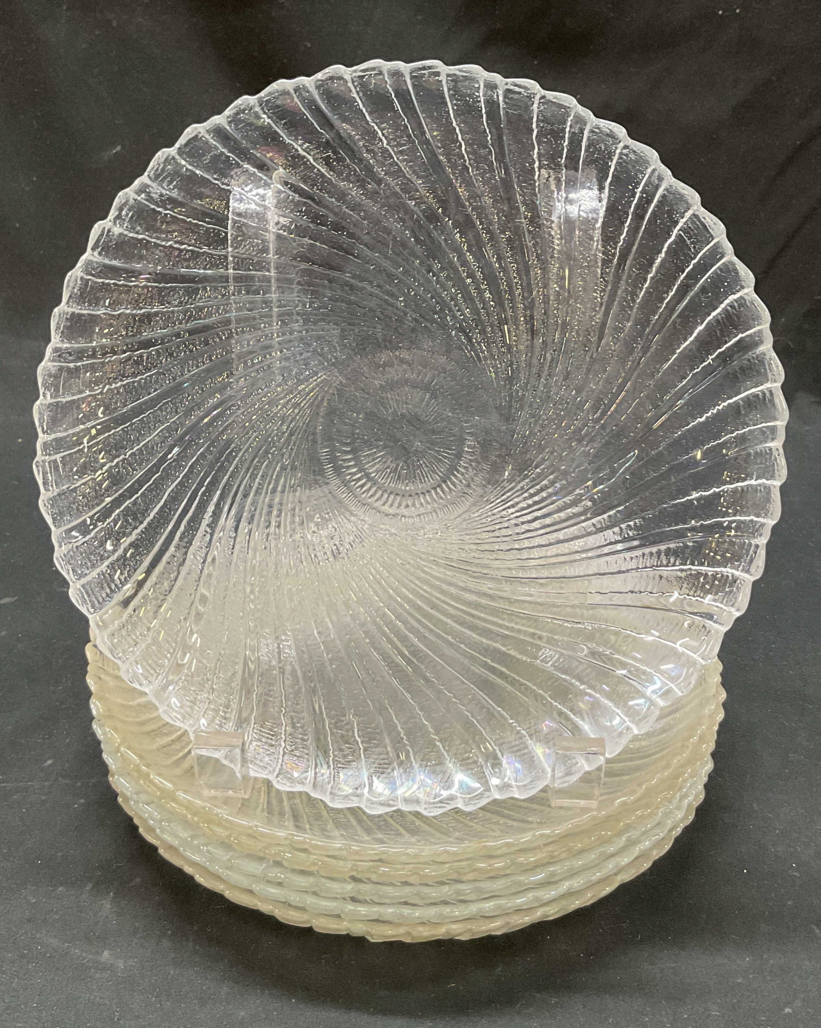 Set 6 Arcoroc France Seabreeze Swirl Glass Plates (1 of 7)