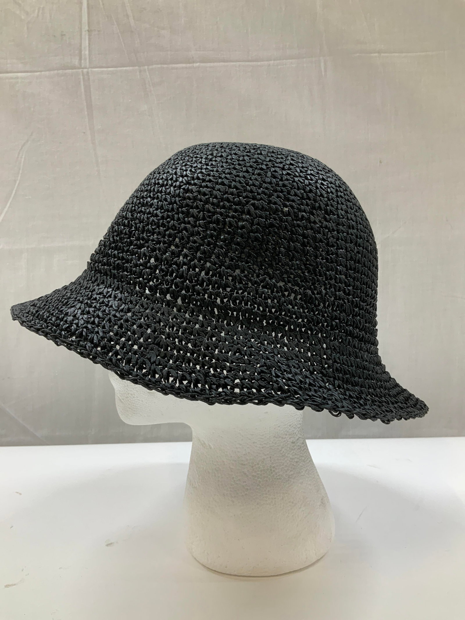 Black Straw Bucket Hat - 2