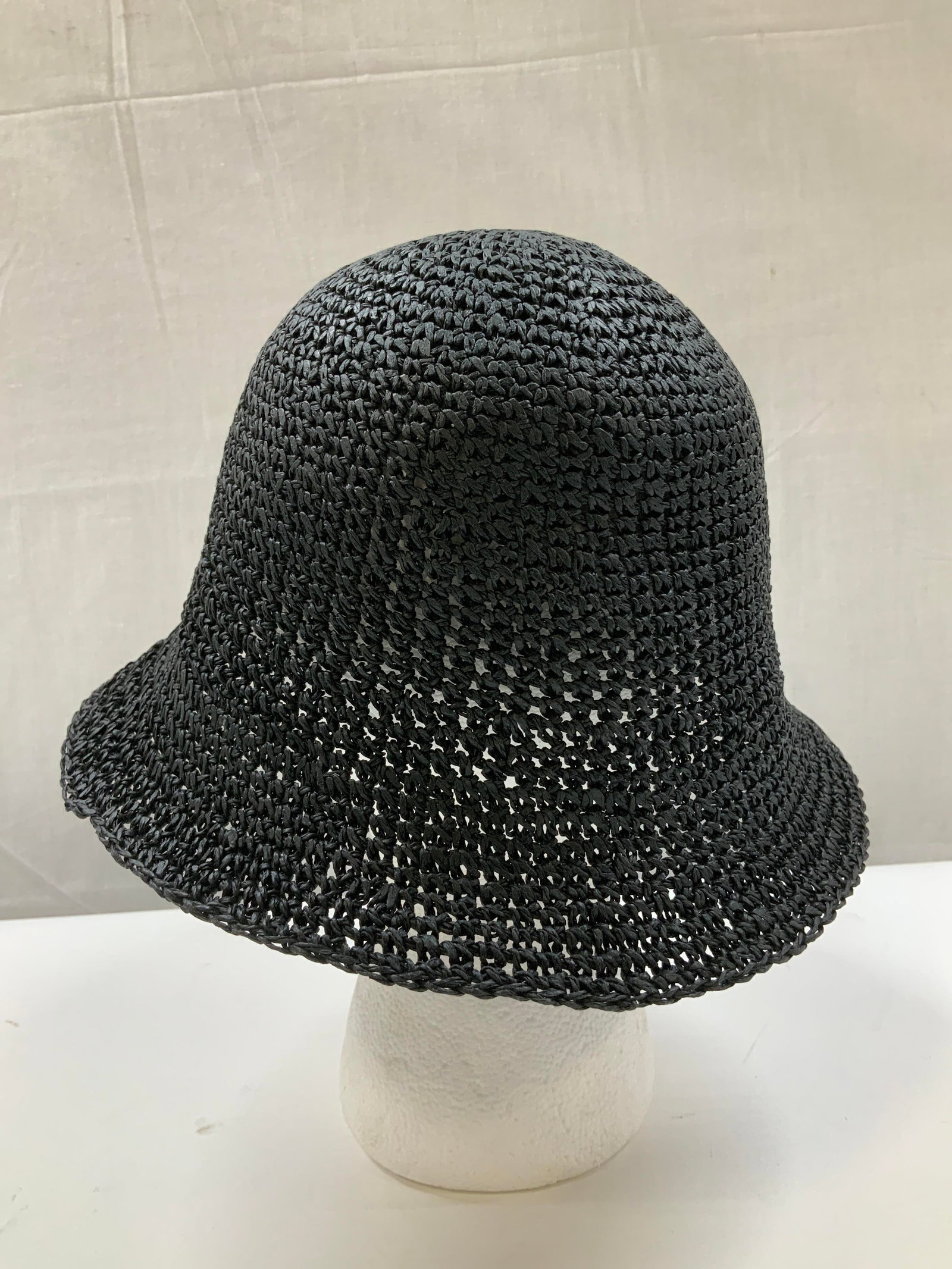 Black Straw Bucket Hat - 3