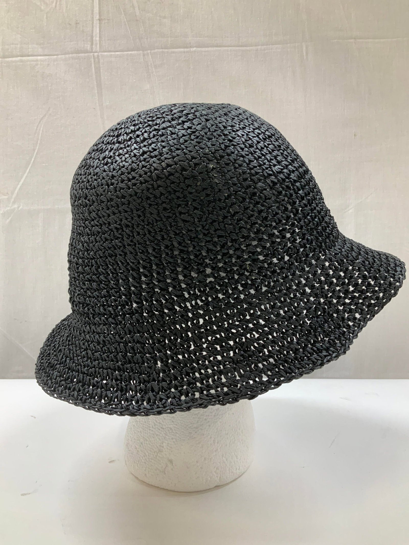 Black Straw Bucket Hat - 4
