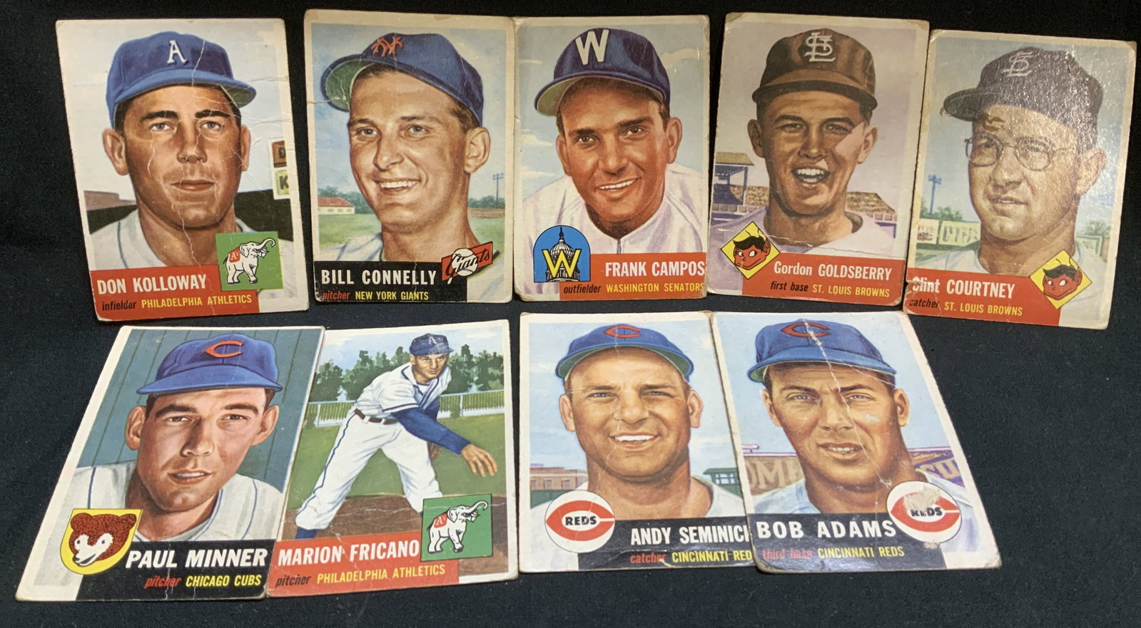 Lot 9 Assorted 1953 Topps Baseball Cards USA (1 of 7)