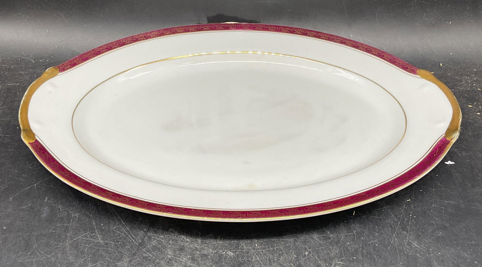 Vtg Empress China burgundy Gilt Platter (1 of 6)