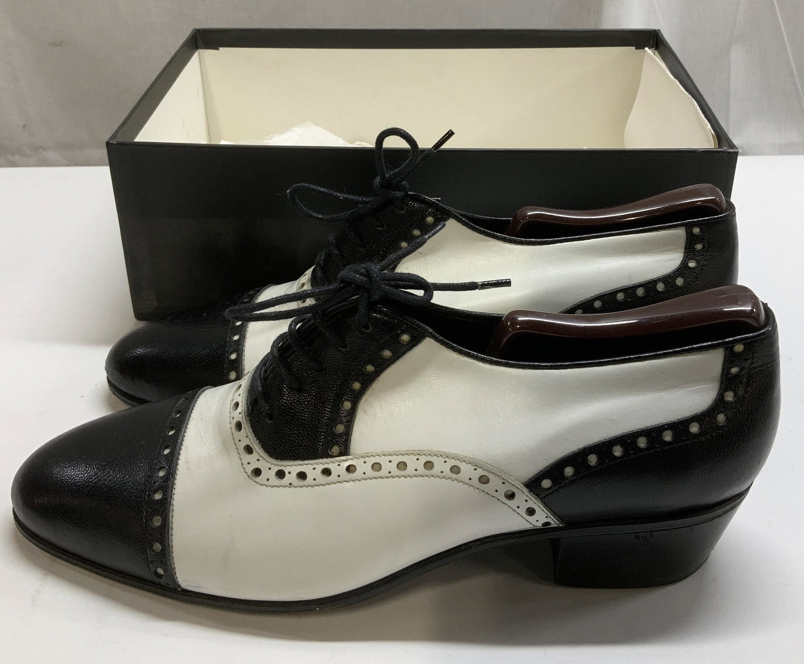 Passus Black & White Leather Spectator Shoes (1 of 8)