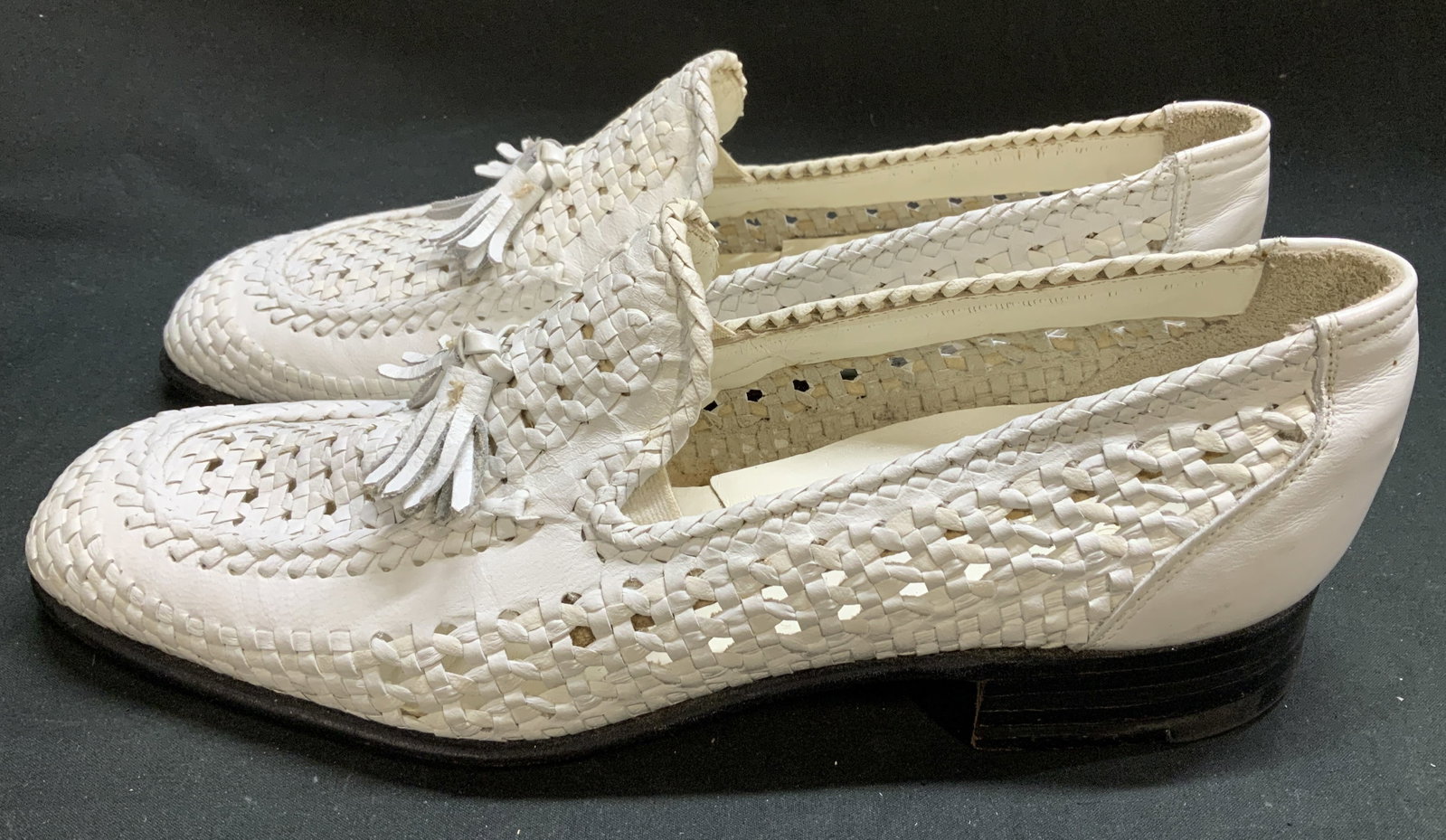 Vtg Johnston & Murphy Woven Leather Loafers (1 of 7)