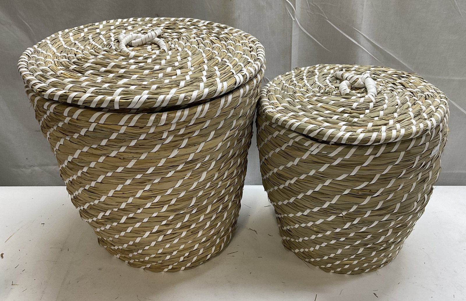 Lt 2 Woven Seagrass Lidded Storage Baskets (1 of 9)