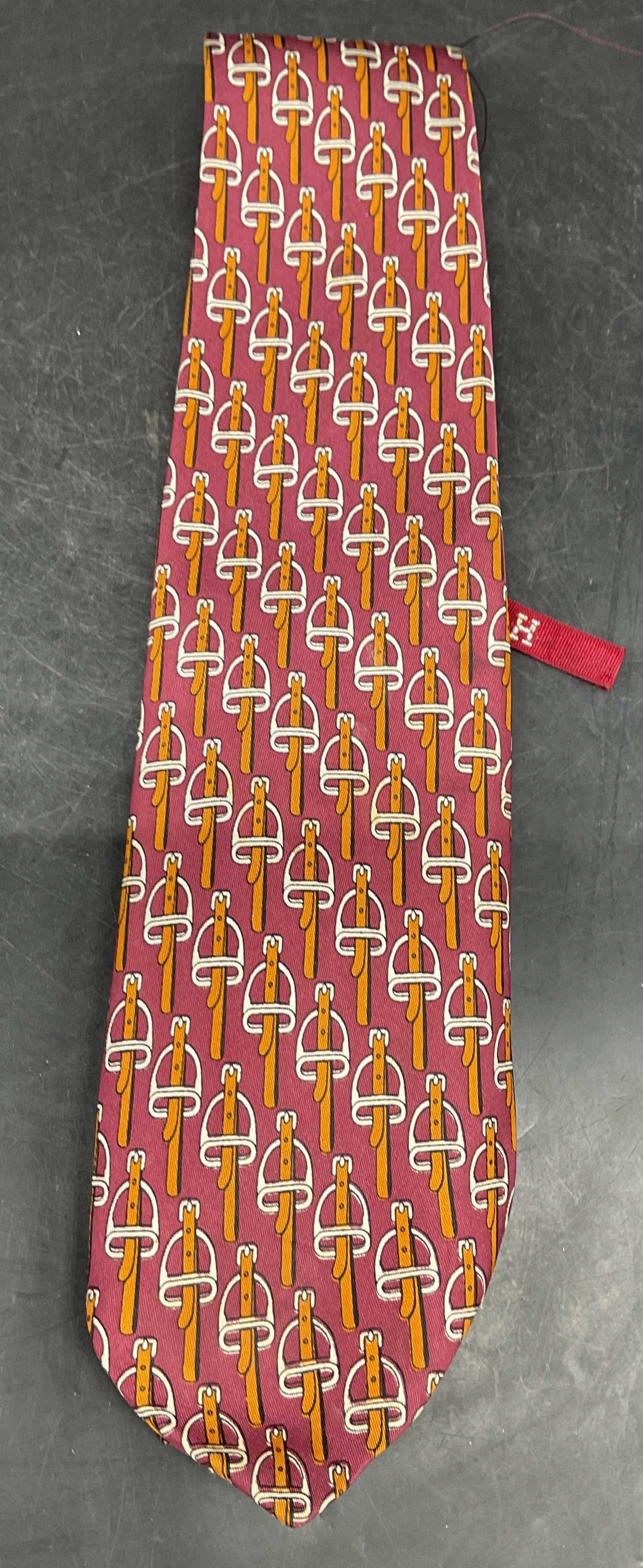 Hermes Burgundy Horse Bit Silk Tie France (1 of 7)