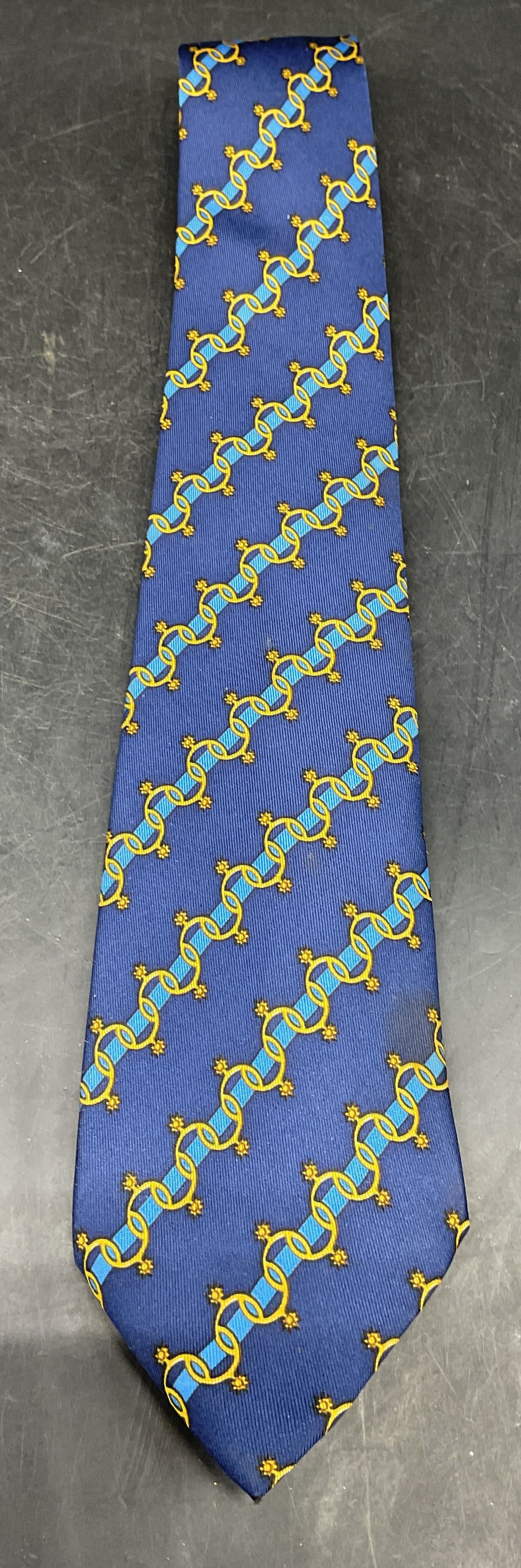 Hermes Blue Silk Horse Bit Tie, France (1 of 7)